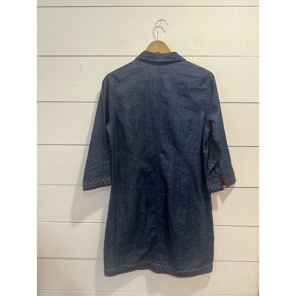 Disney Store Embroidery Pooh Snap Button Down Dress 3/4 Sleeve Denim Medium Wome - Picture 8 of 9